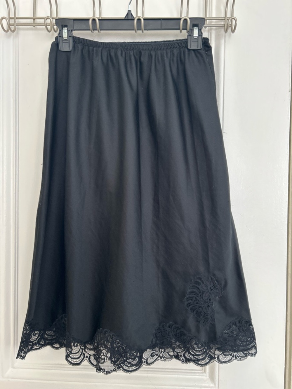 VTG Christian Dior Black Half Slip Skirt Lace Trim Saks Fifth Avenue Size M 27”